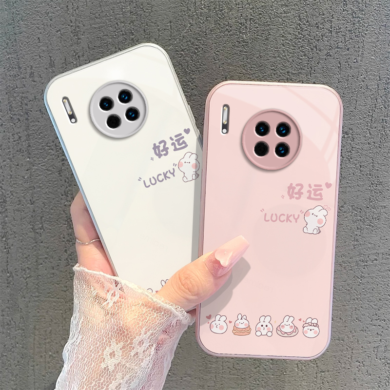 适用华为Mate30手机壳Mete3O保护套M30新款MT30硬玻璃Mata魅特Meta全包防摔Mat迈特Met美特Meite男女好运兔子