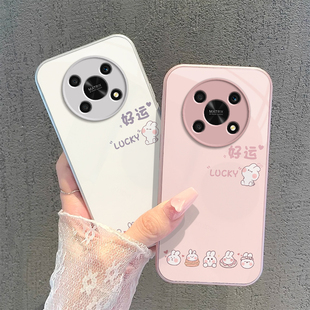 适用荣耀X40GT竞速版手机壳华为ADT一AN00保护套HONOR新款ADTAN钢化玻璃硬壳全包防摔简约散热TG男女好运兔子