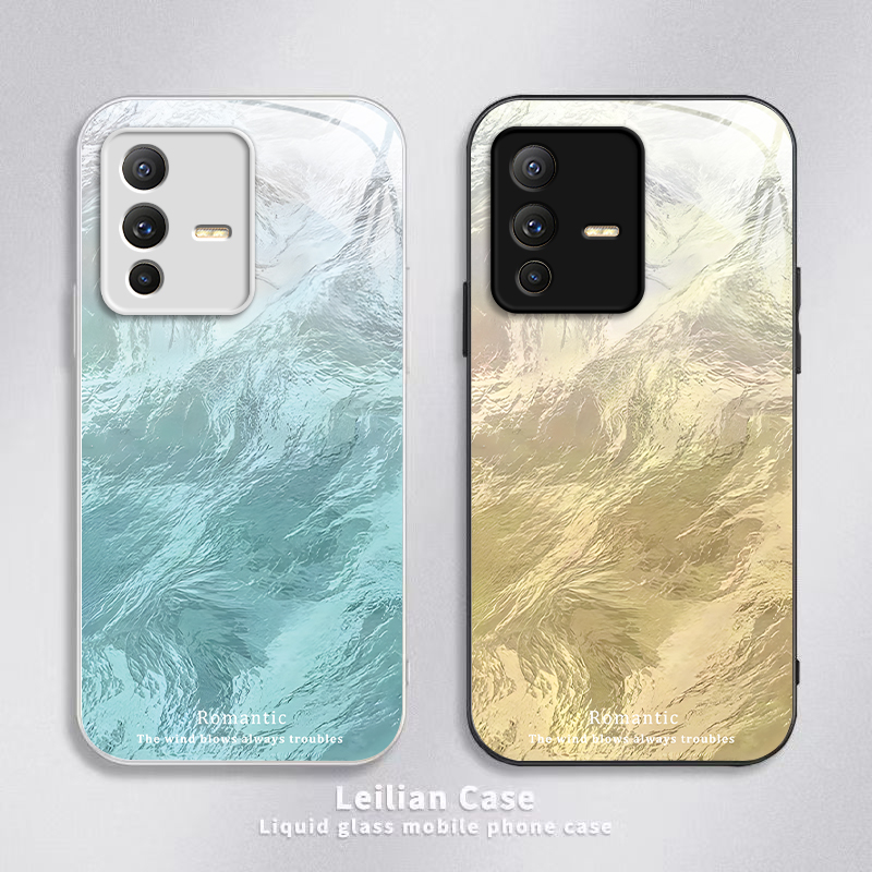 适用vivoS12手机壳vivo新款S12Pro保护套viv0简约硬玻璃全包防摔vivis高级感步步高维沃Por是Pr0男女渐变羽纱