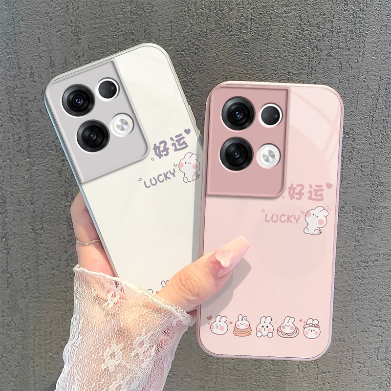 适用oppoReno8Pro十手机壳Reno85g套oppo新款opopreno玻璃0ppo全包reon防摔rone简约男rene女Por+5G好运兔子