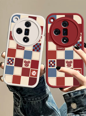 适用于OPPOFindx7手机壳格子暴力熊新款红色硅胶防摔oppofindx7高级感全包镜头软壳opp男女款opo高端外壳opop