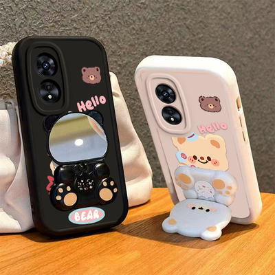 适用OPPOA97手机壳小熊支架OPPO新款A97 5G套OPA/OPPA镜子A975G软硅胶OPP0PP0PPO全包PPOA/OPOA防摔OPOPA男女