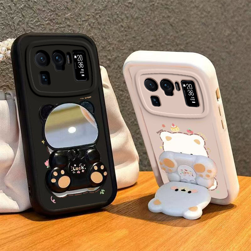 适用小米11Ultra手机壳小熊支架Mi11U保护套Utral新款十一镜子软硅胶软壳全包防摔Uitra高级感不顶膜Utra男女