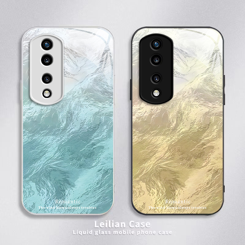 适用荣耀70手机壳华为HONOR70Pro保护套H0N0R70Pr0新款钢化玻璃全包防摔七十专用七零曲屏版简约男女渐变羽纱