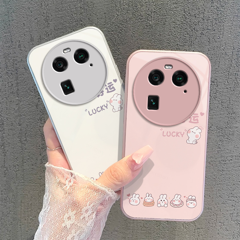适用OPPOFindX6Pro手机壳OPPO Find X6Pr0新款FindX6Por套OPPOX玻璃0PP0FandX全包防摔OPPOFandX男女好运兔子