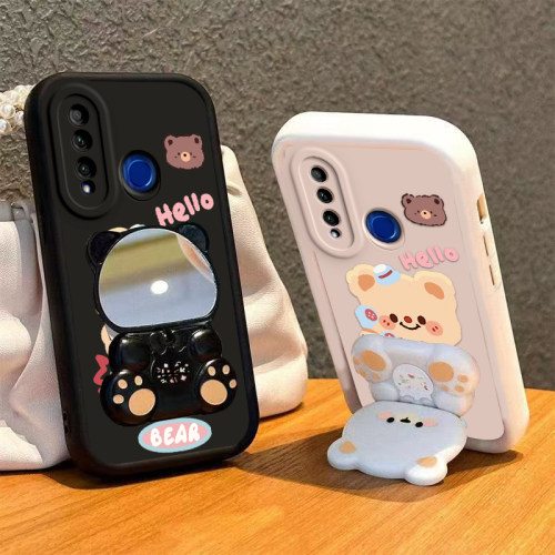 适用荣耀20i手机壳小熊支架HONOR2Oi保护HRY一AL00TA套ALOOTA华为新款HRYALOOTA硅胶全包防摔专用镜子i20男女