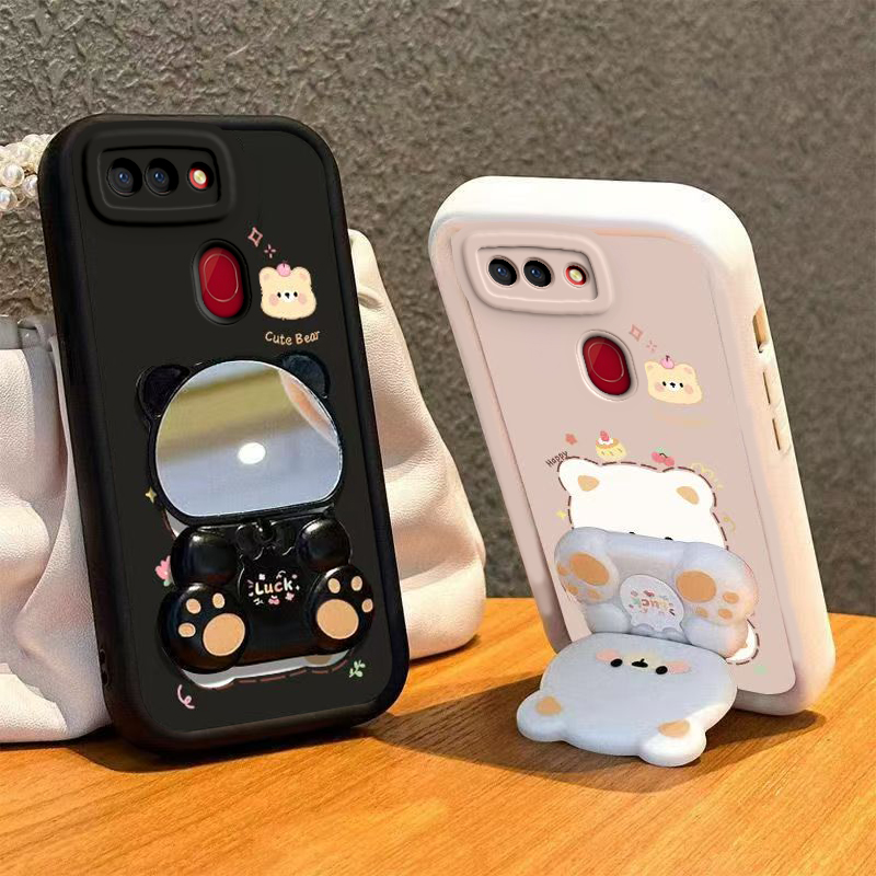 适用OPPOR15梦境版手机壳小熊支架OPPO新款R15保护OPR套OPPR硅胶OPP0PP0PPO全包0PPOR防摔OPOPR镜子OPOOR男女