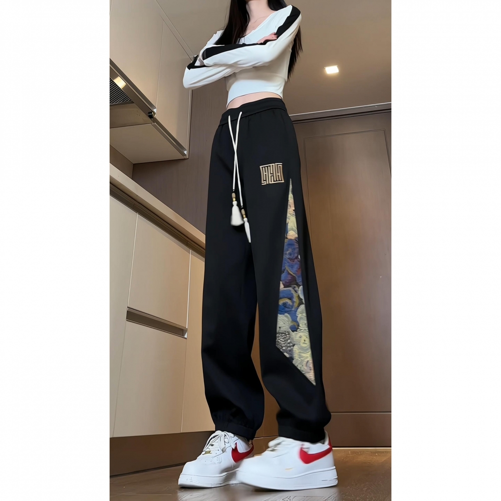 新中式刺绣小熊卫裤女夏季设计感