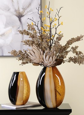 琉璃艺术花瓶现代简约轻奢摆件客厅茶几电LO视柜花器餐桌装饰品软