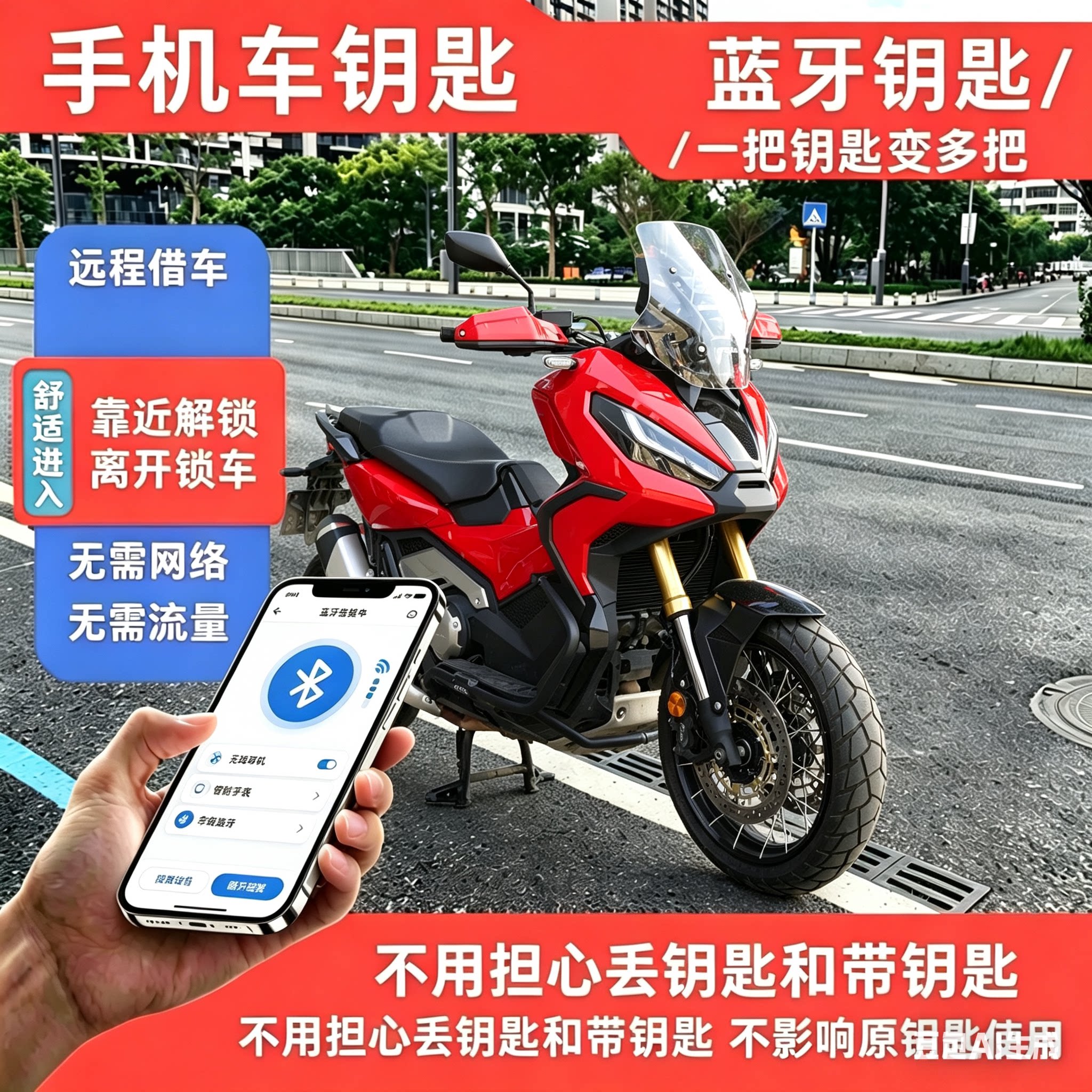 适用于摩托车手机钥匙手机控车模块蓝牙数字钥匙智能钥匙