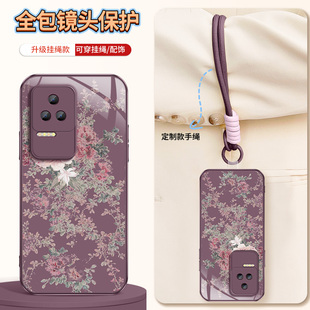 适用小米红米k50手机壳新款redmiK50pro保护套硅胶k50至尊版软外壳镜头带防摔后盖淡雅花朵女潮牌挂绳金属漆