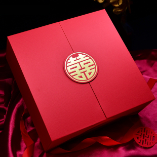 红色礼盒空盒包装 盒新婚结婚婚礼喜字礼盒订婚高级喜糖礼品盒空盒
