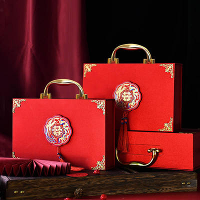 中式礼金箱订婚礼盒提亲彩礼钱盒子结婚聘礼箱装钱6万8万10万20万