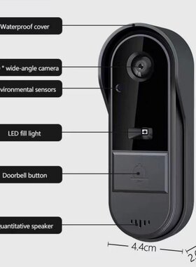新款M15S智能门铃2.4G无线可视对讲视频高清夜视家用带屏配套门铃