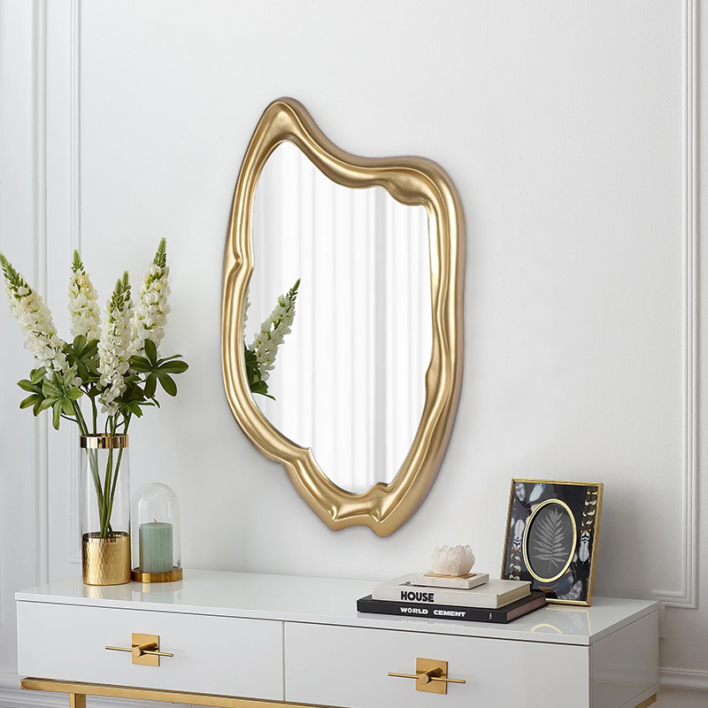 欧式轻奢巴洛克化妆镜异形玄关客厅背景艺术装饰镜防雾高清浴室镜