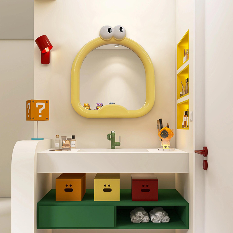 可爱卡通造型艺术装饰镜儿童卫生间智能浴室镜不规则创意化妆镜子