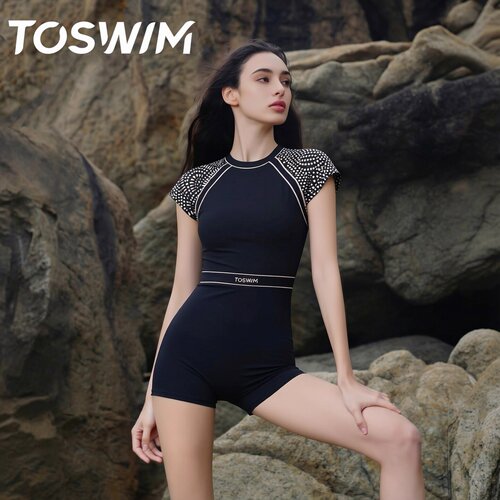 TOSWIM泳衣女连体平角短