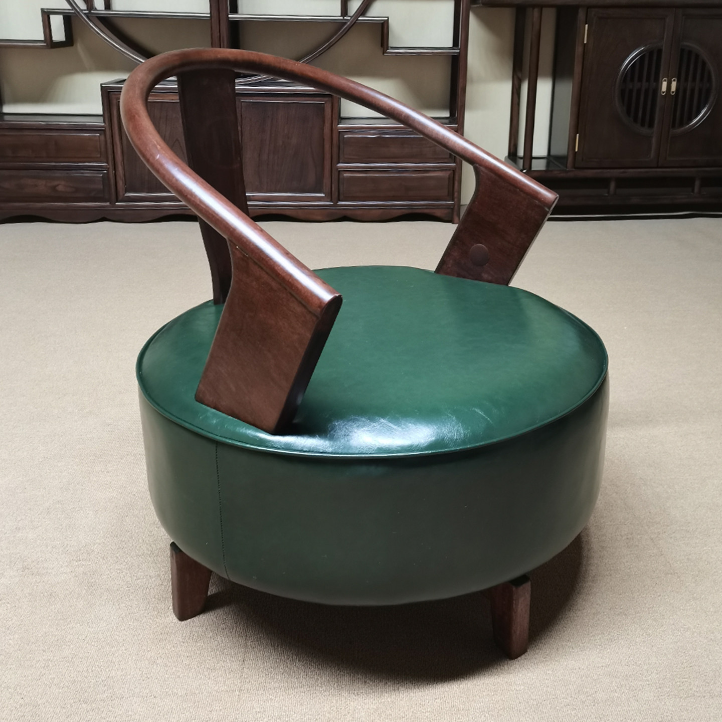 休闲椅单人沙发椅实木旋转圈椅躺椅中古风阳台网红懒人沙发单人椅