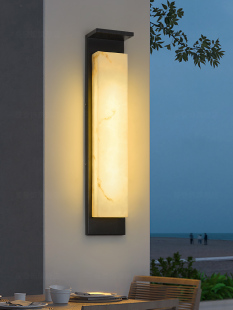 现代简约太阳能户外壁灯别墅大门口室外防水感应彷云石露台长壁灯
