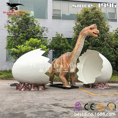 仿真机械电动腕龙宝宝蛋壳组合恐龙主题游乐园恐龙展览展出.