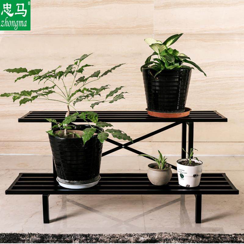 zhongma/忠马 阶梯铁花架室内养花架子铁艺二层花架户外阳台花架