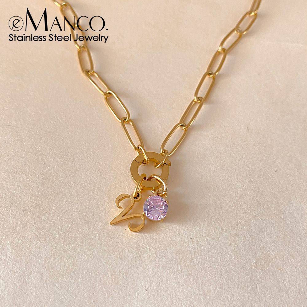 eManco钛钢不掉色12月幸运石星座DIY美式项链女吊坠配件饰品闪钻