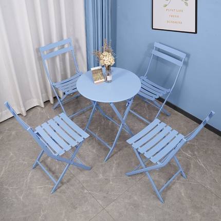 阳台小桌椅奶茶店户外休闲可折叠椅子简约欧式庭院铁艺三件套组合