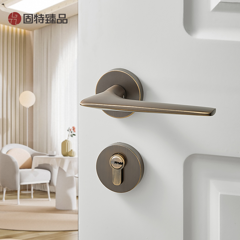 固特臻品黄铜室内静音门锁卧室