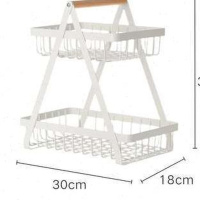 尼珈日式铁艺双层收纳篮家用厨房餐桌吧台收纳架北欧风桌面置物架
