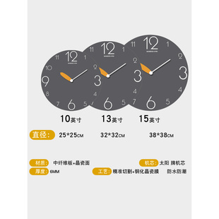 饰石英钟 静音灰挂表挂墙时钟表装 简约壁挂钟客厅家用时尚 2023新款