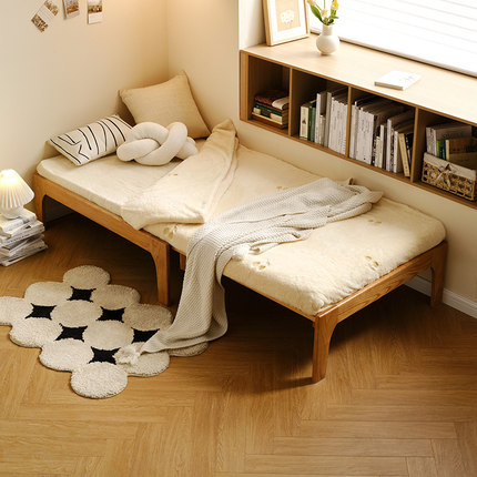 全友家居实木床北欧风卧室小户型2024年新款伸缩1米5单人床DW8033