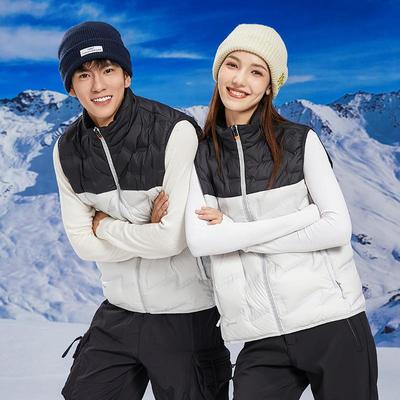 拼色羽绒马甲冬季新款男女保暖白鸭绒外套户外轻量化立领防风背心