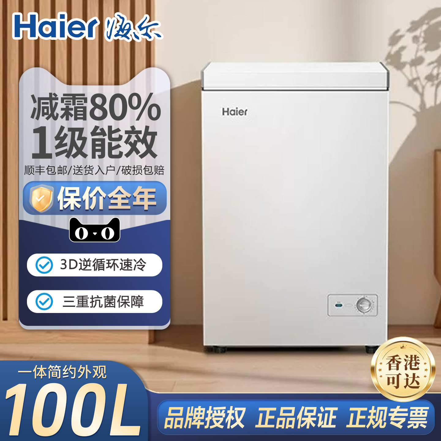 海尔100升小型家用冷冷柜