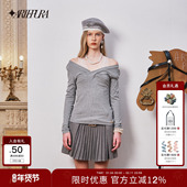 马秋元 同款 ARTE PURA25秋冬新款 假两件蕾丝边针织打底上衣女