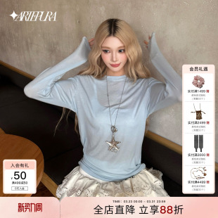 罩衫 ARTE 女百搭休闲长袖 天丝羊毛针织打底衫 多巴胺上衣 PURA新款