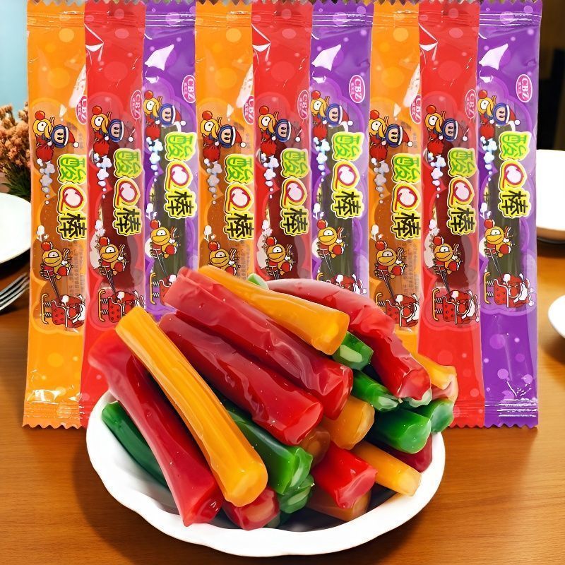 酸q棒软糖粘牙糖牙签糖8090怀旧零食糖果水果味拉丝夹心软糖长条