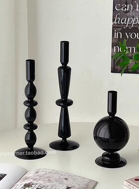 ins玻璃烛台摆件轻奢高档北欧家居饰品客厅桌面高级感装饰摆设