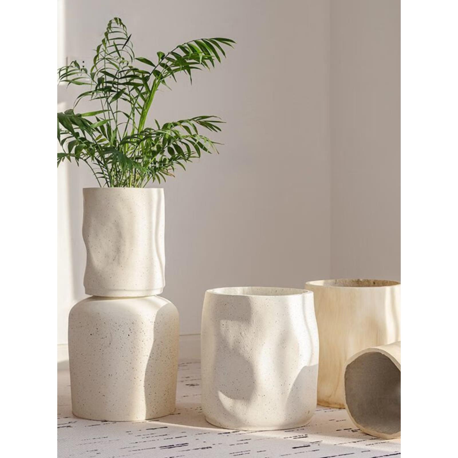 Monstera花盆大高大斯堪的纳维亚镁泥彷陶瓷花盆大直径竹专用户外