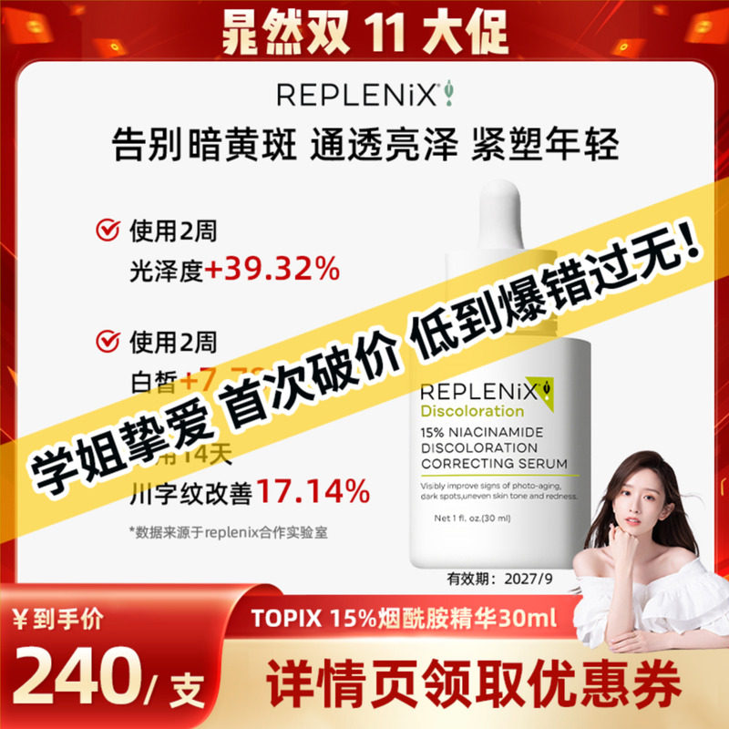 【晁然双11现货】TOPIX Replenix15%烟酰胺匀净亮肤精华到期27/9