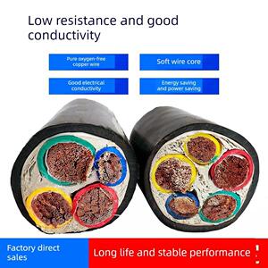 国标铜芯Rvv3*25+1电缆2 4 5芯10 16 35 50方形三相四线Yjvr软芯