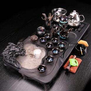 办公室家用礼品 实木茶盘全自动一体流水雾化茶台整套功夫茶具套装