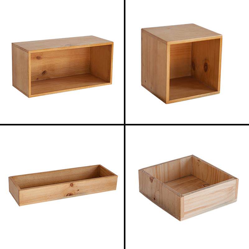 定制实木木盒木匣子木箱木板原木杉木储物箱九宫格隔断用复古北欧