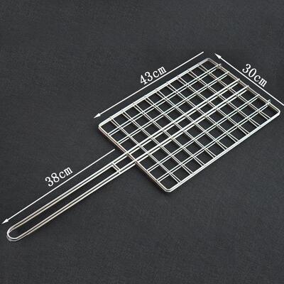 烧烤炉专用烧烤网夹烤鱼夹子商用加粗不锈钢竖条纹网格拍子大号工