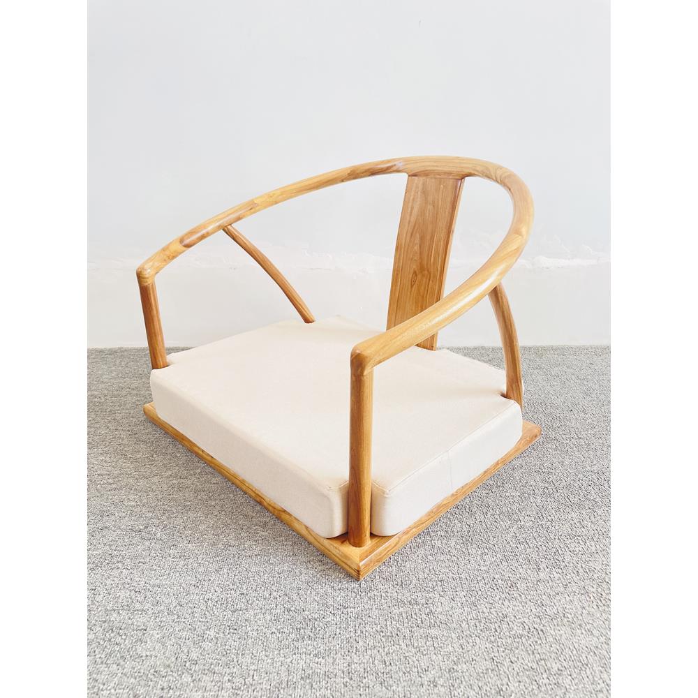 日式飘窗椅无腿靠背椅中式矮椅子白坯老榆木圈椅实木榻榻米主人椅