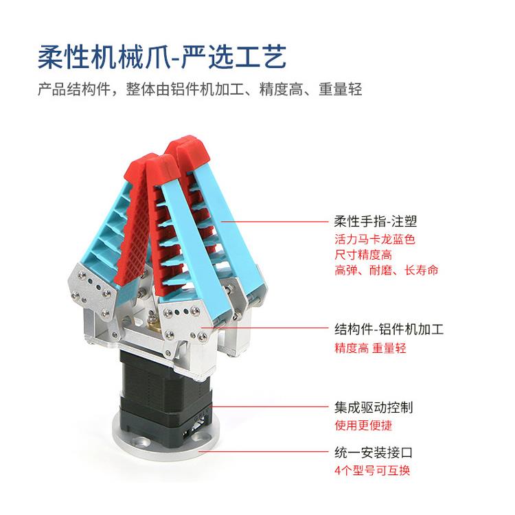 柔性机械爪仿生柔性机械手指手爪软体自适应气动电动柔性夹爪夹具