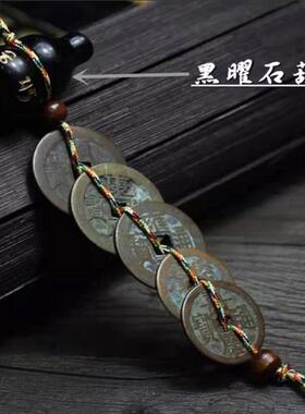纯铜真品五帝钱古币门对门铜葫芦压门槛进门桃木葫芦中国结挂件