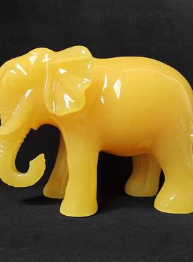 树脂彷黄玉白玉大象摆饰一对招财吸财小象摆设品家居新房乔迁礼品