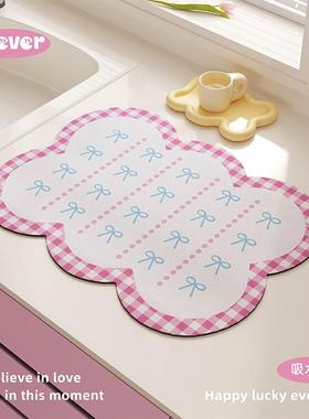 mever格子厨房台面沥水垫隔热碗盘餐垫吧台防烫硅藻泥吸水速干垫