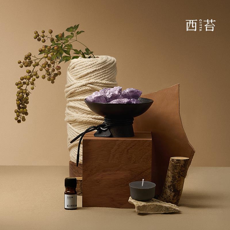 西苔香薰礼盒无火扩香石水晶石摆件礼物高档室内男士办公商务香氛