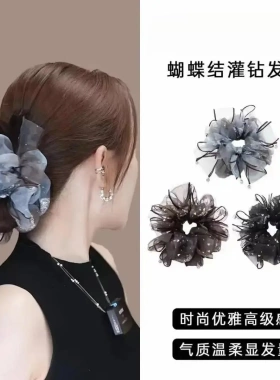 夏日大肠发圈女高级感轻奢气质扎马尾丸子头花皮筋发绳发饰盘发器
